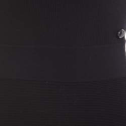 Pre Owned Chanel Navy Blue Ribbed Knit Sleeveless Flared Dress S