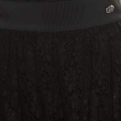 Chanel Black Floral Cotton Lace Silk Lined Layered Culottes S