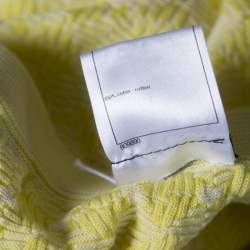 Pre Owned Chanel Yellow Textured Cotton Jacquard Knit Mini Skirt S