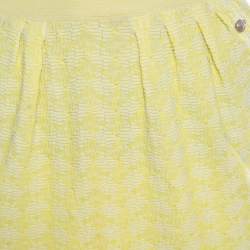Pre Owned Chanel Yellow Textured Cotton Jacquard Knit Mini Skirt S