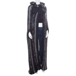 Pre Owned Chanel Multicolor Chunky Knit Tie Detail Cape Style Open Front Long Cardigan M