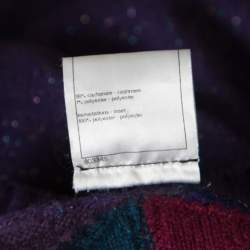 Chanel Purple Lurex Knit Cashmere Embellished Button Cardigan L
