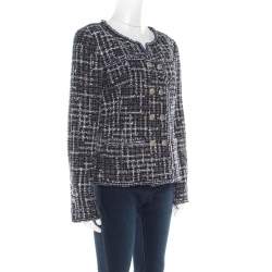Chanel Midnight Blue Tweed Double Breasted Jacket M