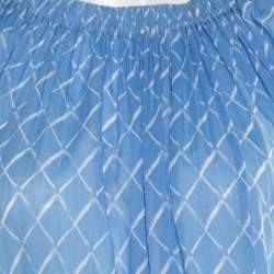 Chanel Blue Printed Cotton Shoulder Tie Detail Dress M