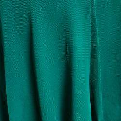 Chanel Emerald Green Perforated Mesh Knit Back Tie Detail Draped Dress S