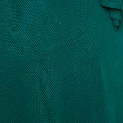Chanel Emerald Green Perforated Mesh Knit Back Tie Detail Draped Dress S