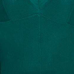 Chanel Emerald Green Perforated Mesh Knit Back Tie Detail Draped Dress S