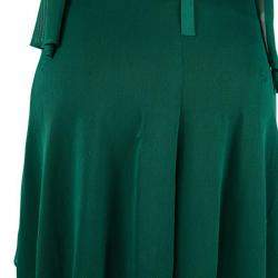 Chanel Emerald Green Perforated Mesh Knit Back Tie Detail Draped Dress S