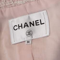 Pre Owned Chanel Pale Pink Lurex Insert Tweed Long Coat S