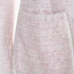 Pre Owned Chanel Pale Pink Lurex Insert Tweed Long Coat S