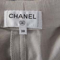 Chanel Grey Camellia Painted Denim High Waist Flared Jeans M 