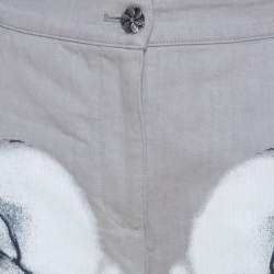 Chanel Grey Camellia Painted Denim High Waist Flared Jeans M 