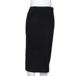 Pre Owned Chanel Black Wool Wrap Overlay Skirt L