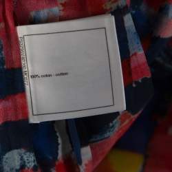 Pre Owned Chanel Multicolor Printed Cotton Pleated Maxi Skirt S
