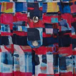 Pre Owned Chanel Multicolor Printed Cotton Pleated Maxi Skirt S