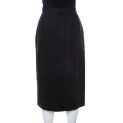 Chanel Black Linen Sheath Skirt L