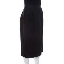 Chanel Black Linen Sheath Skirt L