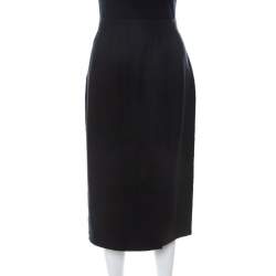 Chanel Black Linen Sheath Skirt L
