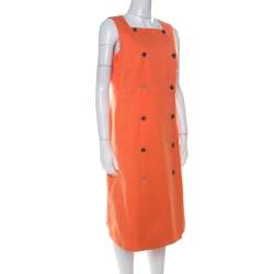 Chanel Boutique Orange Cotton Sleeveless Pinafore Dress L
