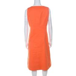 Chanel Boutique Orange Cotton Sleeveless Pinafore Dress L