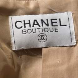 Chanel Boutique Beige Crepe Contrast Trim Single Button Blazer M
