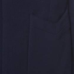 Chanel Navy Cotton Blend Textured Jacket L