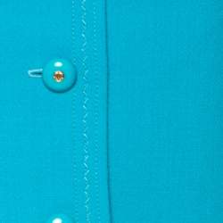 Pre Owned Chanel Boutique Light Blue Crepe Wool Tailored Skirt Suit L