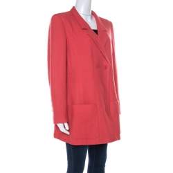 Chanel Coral Red Wool Bouclé Vintage Jacket XL