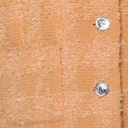 Pre Owned Chanel Pale Orange Wool Knobby Knit Silver Button Detail Jacket XL