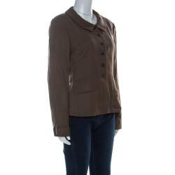Chanel Vintage Brown Wool Point Collar Jacket M 