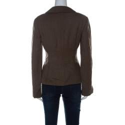 Chanel Vintage Brown Wool Point Collar Jacket M 