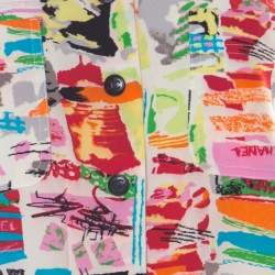 Chanel Vintage Multicolor Stretch Silk Crepe Abstract Print Cropped Shirt M