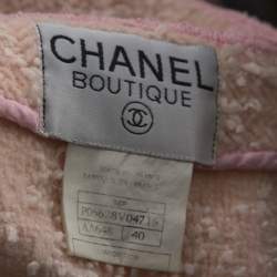 Chanel Vintage Pink Boucle Tweed Cropped Jacket M 