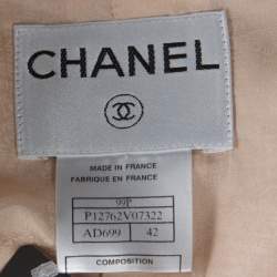 Chanel Vintage Peach Tweed Textured Trim Detail Skirt Suit L 