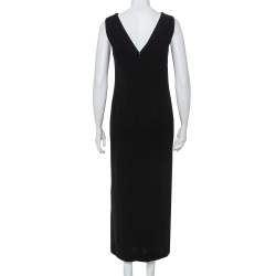Pre Owned Chanel Black Wool Paneled Sleeveless Maxi Dress M