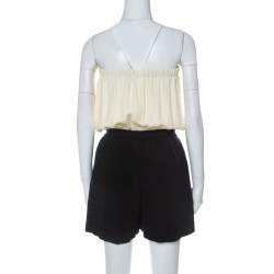 Chanel Monochrome Linen and Silk Strapless Romper M 