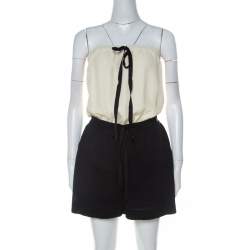  Chanel Monochrome Linen and Silk Strapless Romper M 