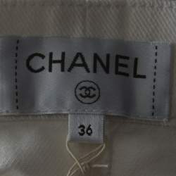 Chanel Off White Denim A Line Knee Length Skirt S