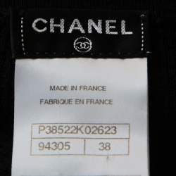 Chanel Black Knit Cotton Blend Embellished Button Cardigan M 