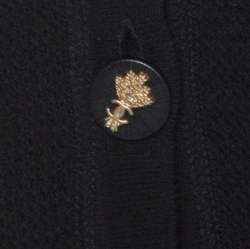 Chanel Black Knit Cotton Blend Embellished Button Cardigan M 