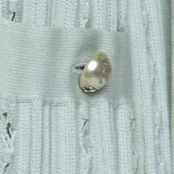 Chanel Mint Green Cotton Blend Perforated Knit Cardigan S