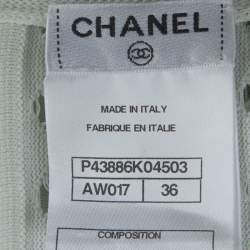 Chanel Mint Green Cotton Blend Perforated Knit Cardigan S