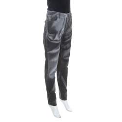 Chanel Grey Wash Effect Denim Regular Fit Jeans M