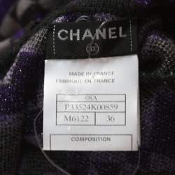 Chanel Purple Lurex Knit Geometric Pattern Sweater Dress S