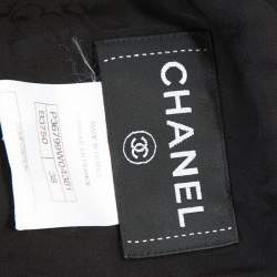 Chanel Black Wool Blend Contrast Tweed Detail Coat M