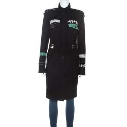 Chanel Black Wool Blend Contrast Tweed Detail Coat M