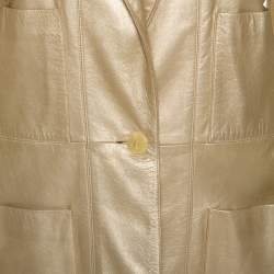 Pre Owned Chanel Vintage Gold Leather Blazer L