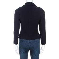 Chanel Navy Blue Boucle Knit Wool Jacket M