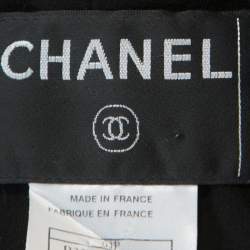 Pre Owned Chanel Navy Blue Metallic Tweed Pearl Embellished Jacket L