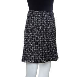 Pre Owned Chanel Black Tweed A Line Skirt M
